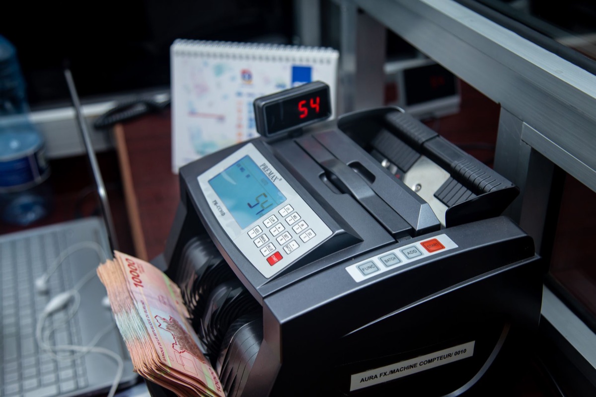 seychelles currency notes in display case