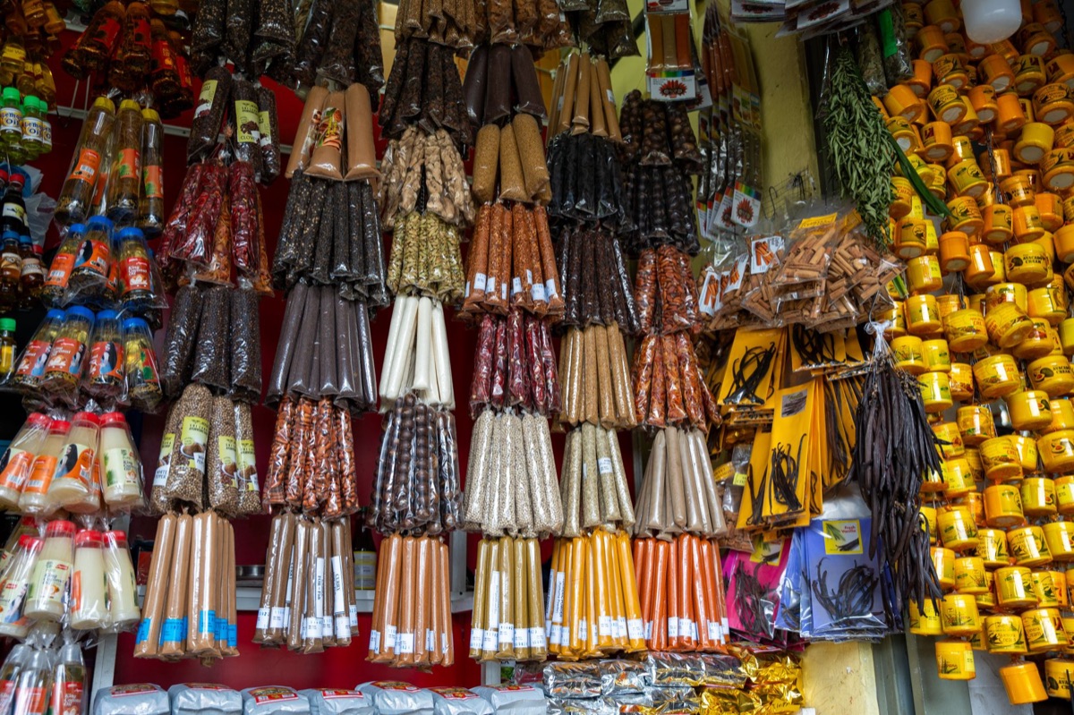 Seychelles creole market stall