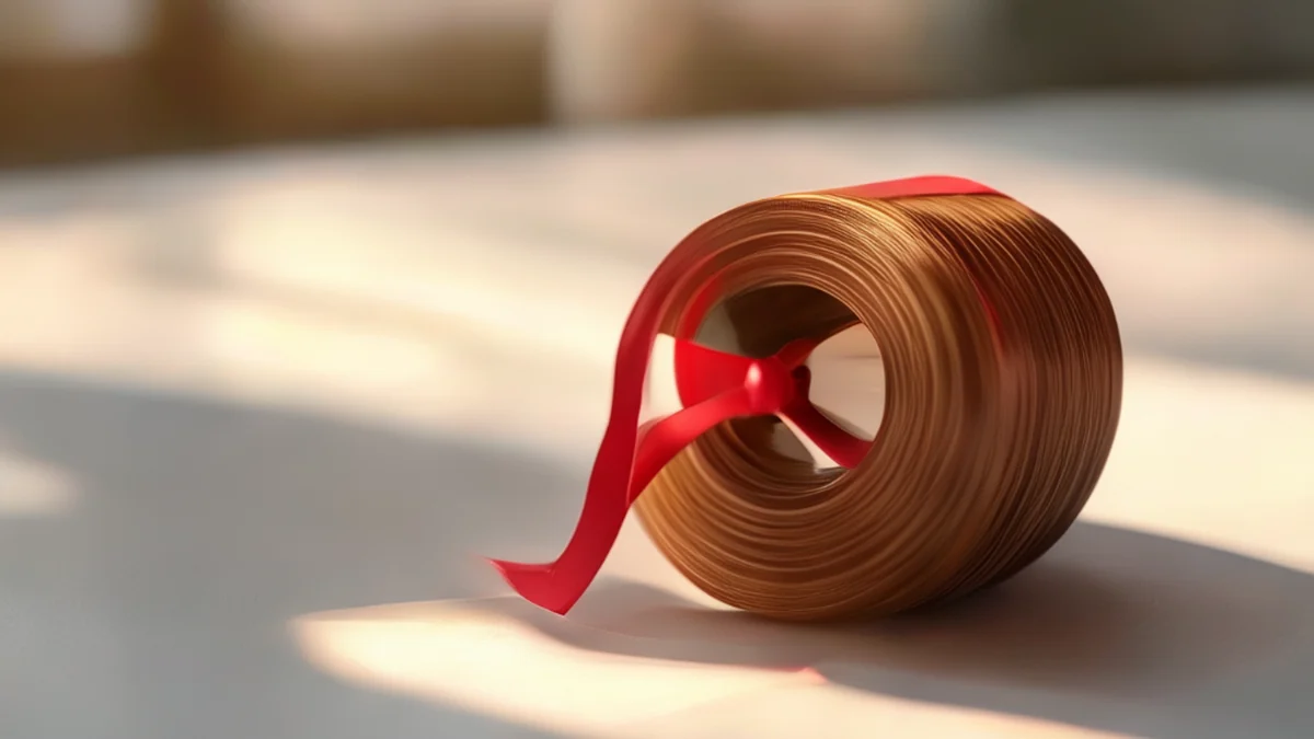 A film spool showing a roll of film wrapped around a hub.