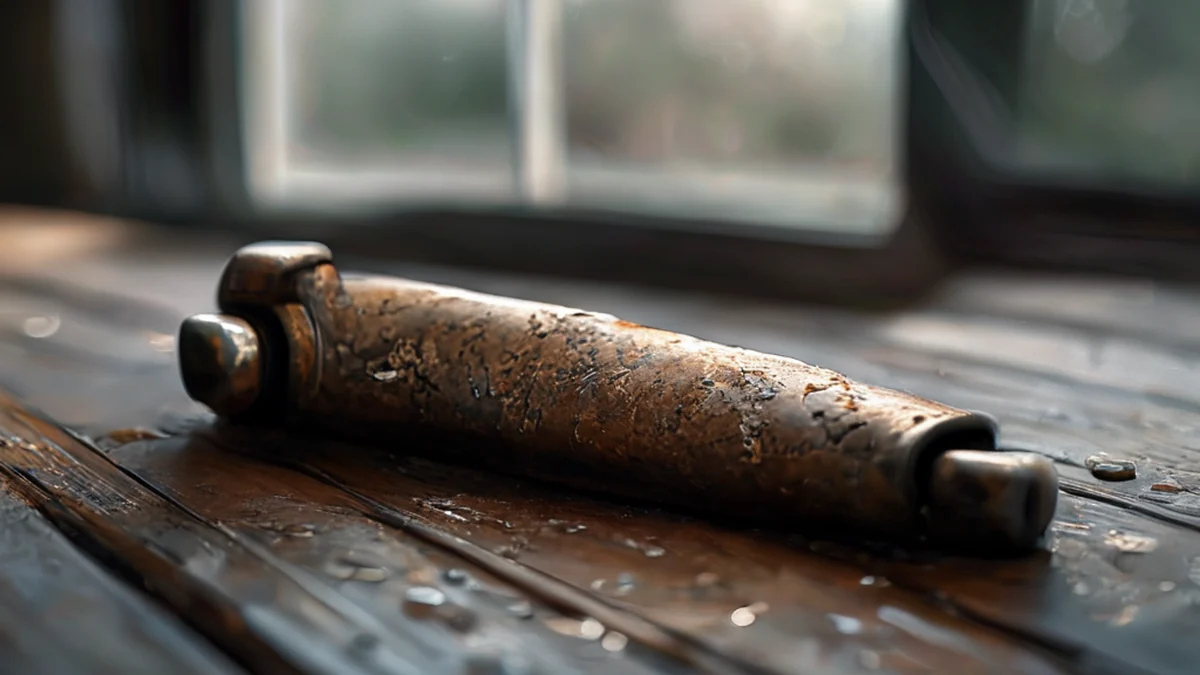 Boulton saliné avec des traces de corrosion et d'oxydation.