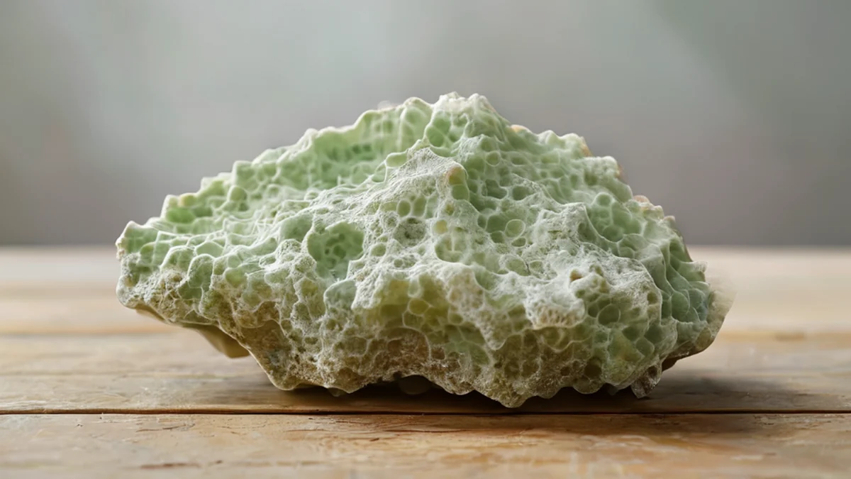 Corail fossile avec des structures ramifiées et des couches sédimentaires.