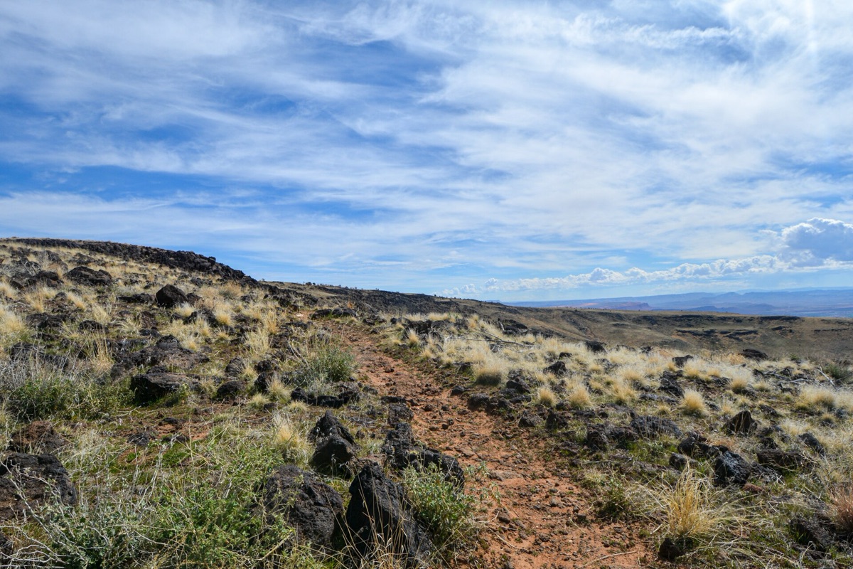 Hiker on rocky trail