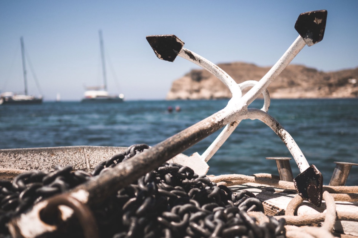 seychelles boat with anchor and crew
