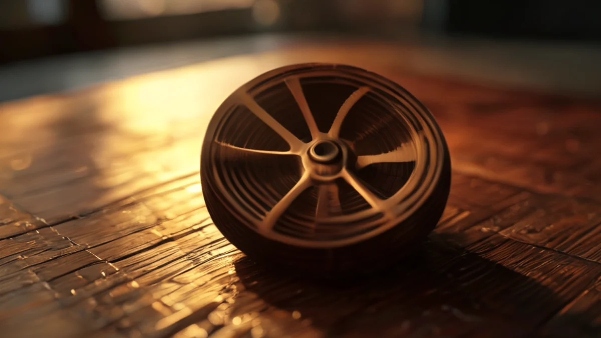A spool wheel with a handle and a spool for winding thread.