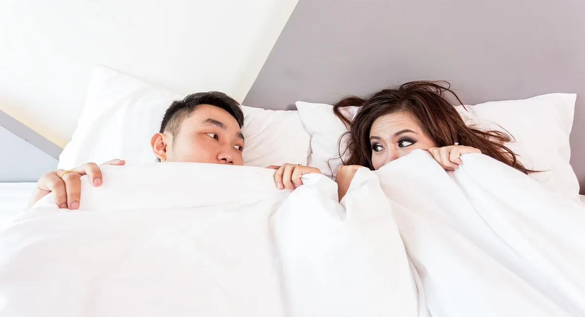 happy valentines day, couple, lying, bed, sleeping, honeymoon, rest, relaxation, happiness, wife, husband, woman, man, relationship, together, love, romance, as